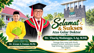 Asisten I Setda Gorontalo Utara Dr. Irwan A. Usman, M.Pd Sampaikan Ucapan Selamat kepada Bupati Thariq Modanggu atas Gelar Doktor